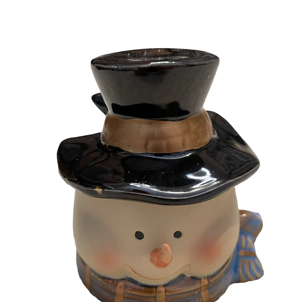 Kirkland's Potter's Garden Snowman‎ Candle Holder With Removable Hat 4.5